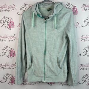 Roxy zip up fleece fuzzy furry sweater hooded Mint Green Women's Zip-Up Hoodie